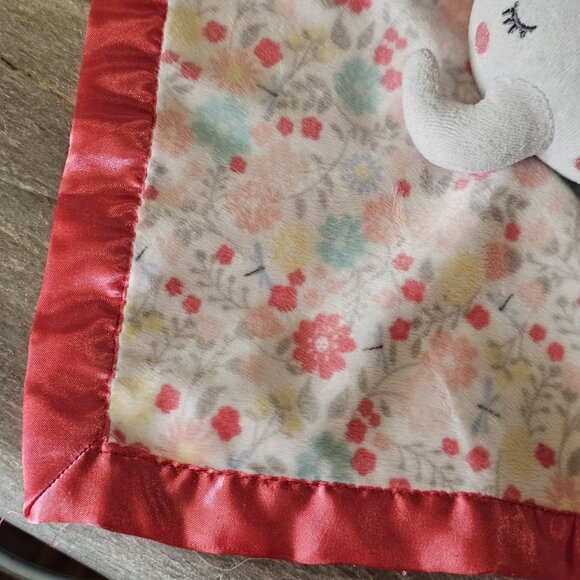 Parents Choice Pink Elephant Lovey Security Pink Floral Plush Satin Trim - Picture 5 of 8
